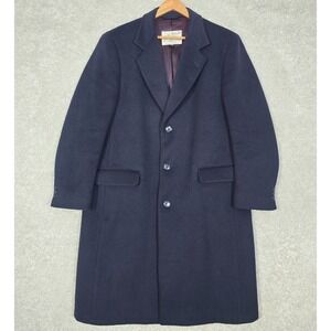 Lanificio Vallombrosa Coat Mens 42R Navy Blue Wool‎ Cashmere Long Preppy